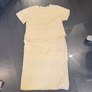 Cream Crochet Top and Skirt Set in size M